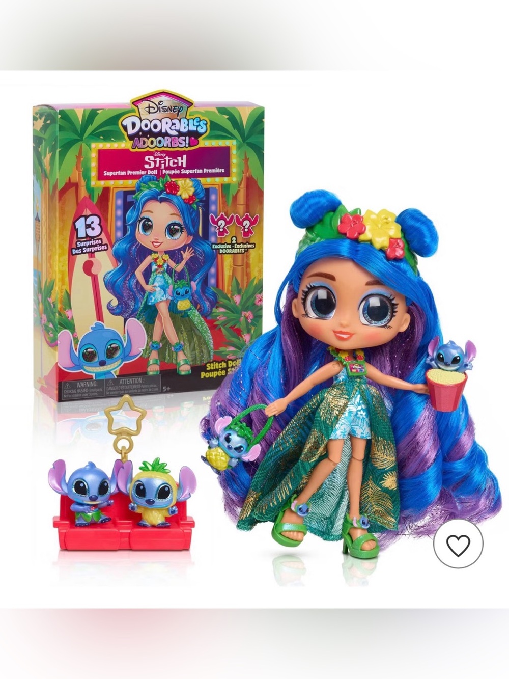 Lilo & Stitch Disney Adorbs Stitch Doll: Plastic Animal Figure, 12 Pieces